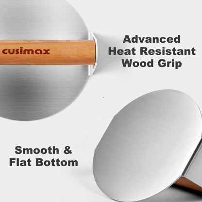 Smash Burger Press, CUSIMAX 5.5" Stainless Steel Burger Smasher, Round Smasher with Wood Handle, Smashburger Press for Griddle, Hamburger, Steak, Meat, Perfect for Flat Top Griddle Grill Cooking