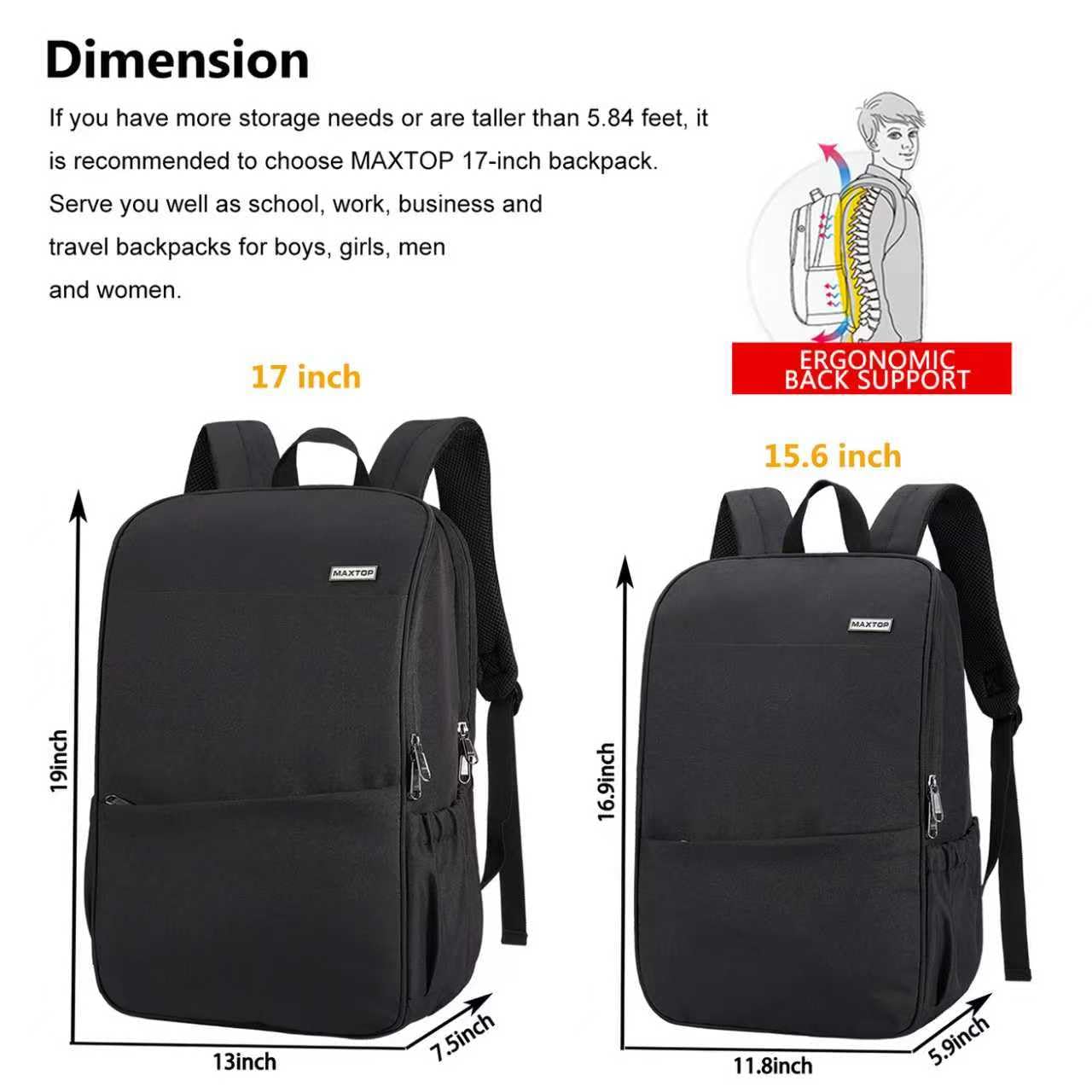Deep Storage Laptop Backpack with USB Charging Port[Water Resistant] College School Computer Bookbag Fits 15.6 Inch Laptop