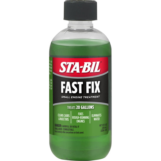 STA-BIL Fast Fix - Small Engine Treatment, Cleans Carburetors and Injectors, Fixes Rough Running Engines, Eliminates Water, Treats Up to 20 Gallons, 8oz (22304), Green