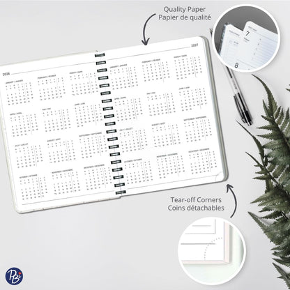 Pierre Belvédère - 2026 Annual Agenda Bilingual - 12 Months - Weekly Planner - 7.5” x 9.6” - Hardcover Spiralbound - Year Monthly Daily Planner - Sushi - 442483