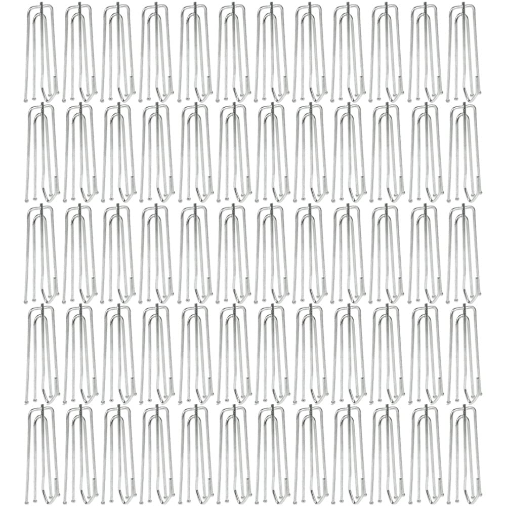 100 Pack Stainless Steel Shower Curtain Hooks Pleater Tape Hook Traverse 4 Prongs Pleat Pinch Metal Hooks Heavy Duty Clips Pin Drapery for Window Door and Shower Curtain