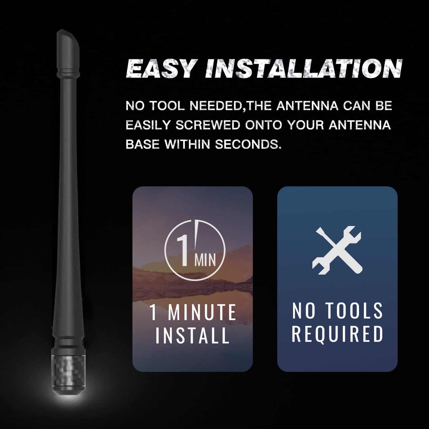 RYDONAIR Short Antenna Compatible with Chevy Silverado & GMC Sierra Trucks All Model Years, Internal Copper Coil for Enhanced Reception, Car Wash Proof, 7 inches Rubber Antenna Replacement