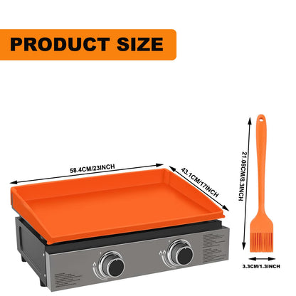 22 Inch Silicone Griddle Cover Mat with 2 Silicone Brushes for Blackstone Griddle Accessories, Heavy Duty Food Grade BBQ Accessories Mat Full-Edge for All Season Outdoor Protector
