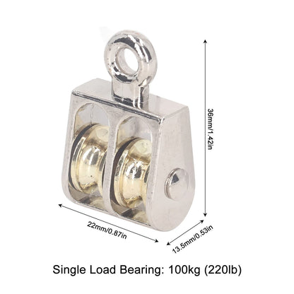 Dual Pulley Block 4 Pcs Double Pulley Block 100KG 220LBS Bearing Zinc Alloy Crane Lifting Dual Pulley Roller Hand Chain Hoists