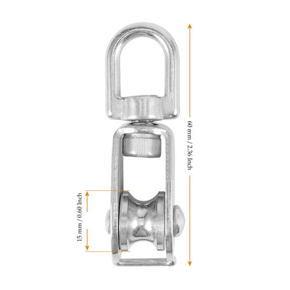 MUKCHAP 20 Pcs M15 Single Pulley Block, V-Shaped Wire Rope Crane Traction Fixed Wheel,Stainless Steel Pulley Bearing Single Wheel,Traction Pulley?high-Endurance Pulley, 35 Kg Load Capa