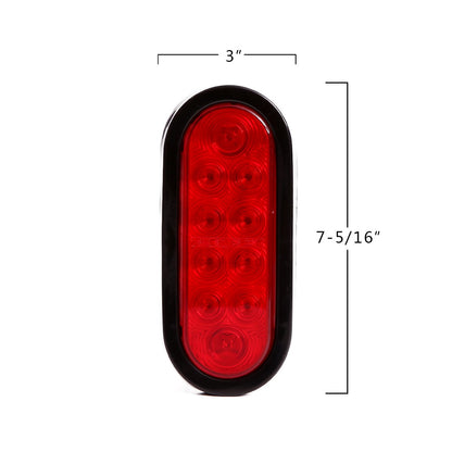 CZC AUTO 6'' LED Waterproof Oval Red Trailer Lights Rear Stop Turn Signal Parking Tail Brake Lights for Trailer Truck RV (Red, 2 Pack)