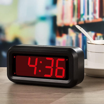 Alarm Clock, Digital Clock, Small Wall Clock, Battery Operated, Adjustable 3-Level Led Brightness, Dim Night Model, 12/24Hr, Cordless, Constantly 1.2'' Digits Display for Bedroom/Travel