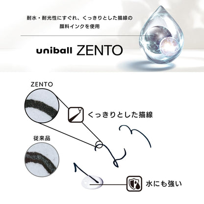 三菱鉛筆 uniball ZENTO Flow Model Rollerball Pen, Anodized Aluminum Grip, Extra Fine 0.38mm, Water-Based Black Ink, Ultra-Smooth with Reduced Friction, Fluorite, (UBNZF38.8)