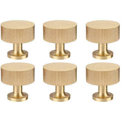 RZDEAL 6pcs Solid Brass Cabinet Knobs Pulls Cabinet Drawer Dresser Gold Knobs Modern Handles Knobs(1"x1"/25mmx25mm),Brushed Brass Finish