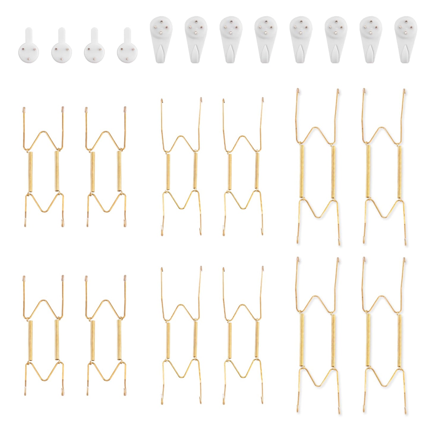 Bilillo 12-Piece Stainless Steel Wall Plate Hangers, 6/8/10Inch Invisible Decorative Wire Plate Holders, Gold