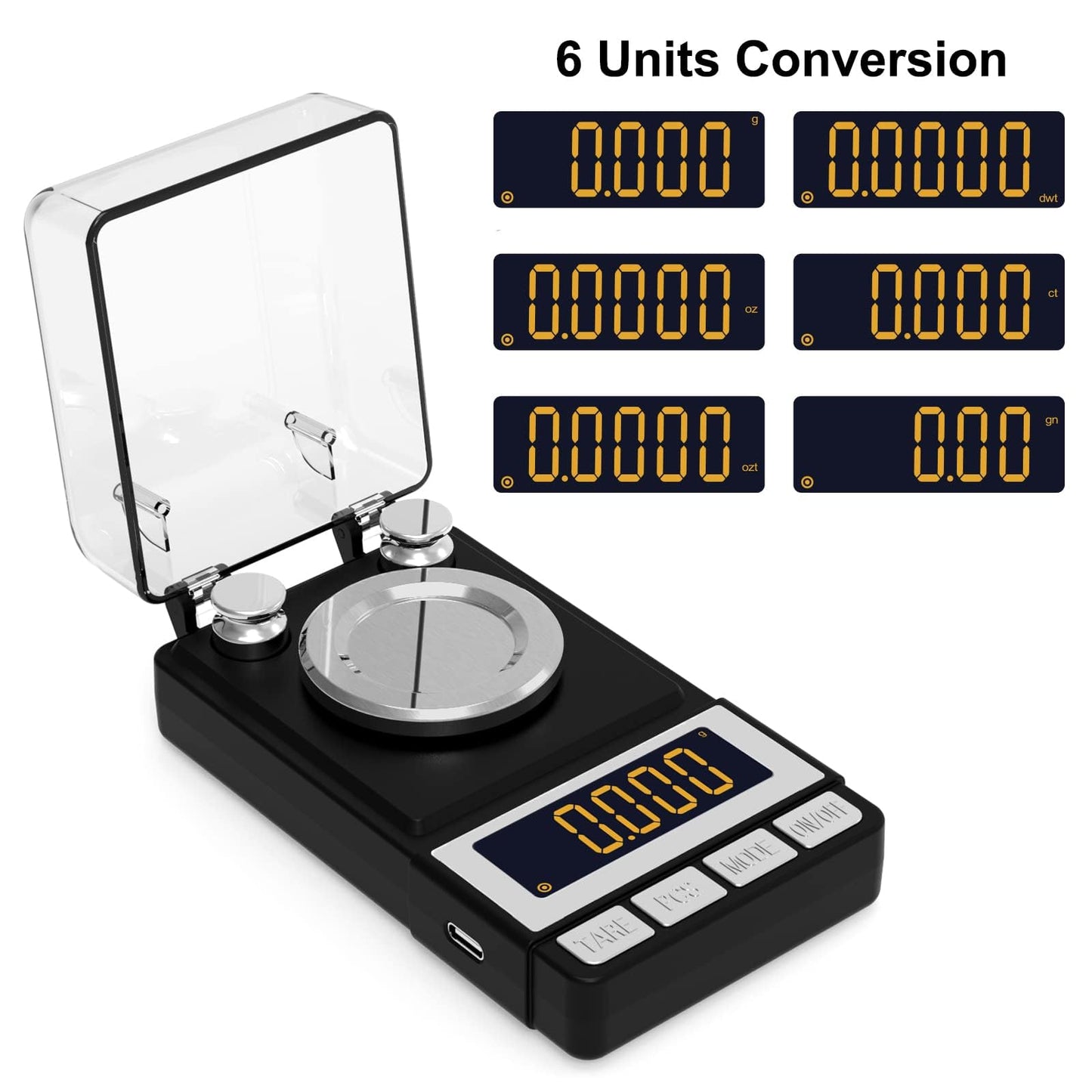 WEIGHTMAN Milligram Scale 50g / 0.001g, Reloading Scale with 2X 20g Calibration Weight, High Precision Jewelry Scale with Large LCD Display, MG Scale for Gold Medicine Powder, Battery Included