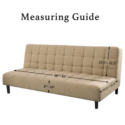 Turquoize Futon Cover Stretch Armless Sofa Slipcover Spandex Non Slip Soft Couch Sofa Cover Without Arms Futon Slipcovers for Living Room Furniture Protector with Elastic Bottom, Charcoal Gray