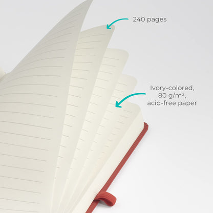 WallDeca Lined Journal Notebooks 4 Pack | Hard Cover, 240 Pages, College Ruled 21 x 13 cm, Ivory 80 GSM Paper | Notebooks for Work, School, Business, College, Notes, Journaling (4-Pack)