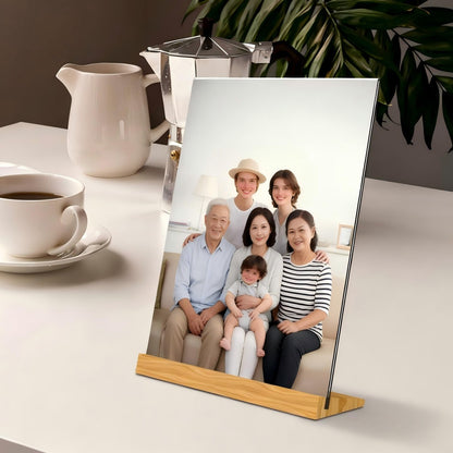 TONICE® 3 Pack 8.5x11 Acrylic Sign Holder L Shape Slant Back Design Clear Acrylic Frame Wood Base, Table Menu Display Stand, Flyer Display (Optional 8.5x11/5x7 Inch L/T Shape)