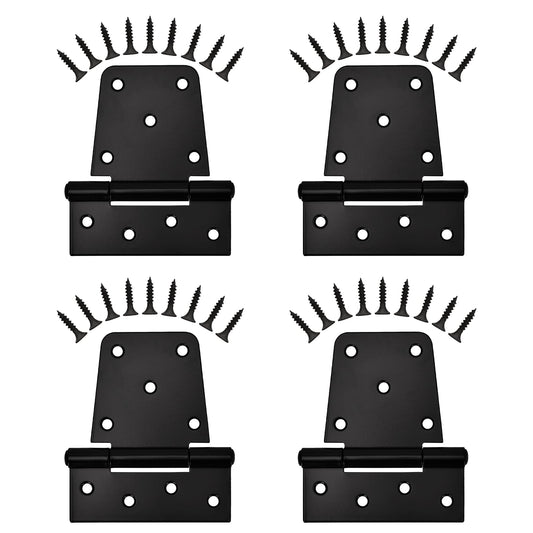 Sange Sopffy Heavy Duty Gate Hinges Black Iron hinge3.5 Inch for Outdoor Barn, Shed, Deck, Wood Door, and Fences (Screws Included) (4)