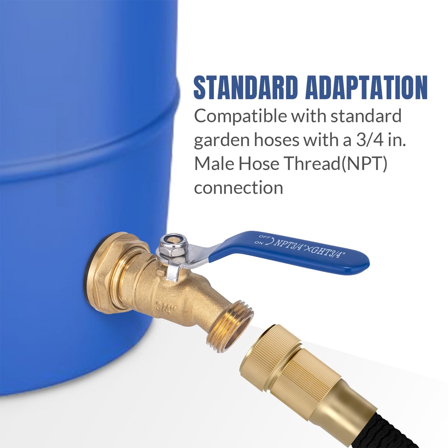 Brass Water Container Rain Barrel Faucets Lead-Free Spigot Kit 55 Gallon Water Tank Faucet,3/4" Inlet to 3/4" GHT Male Thread Outlet Suitable for Garden Hose Thread Connection