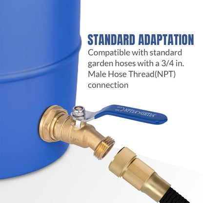 Brass Water Container Rain Barrel Faucets Lead-Free Spigot Kit 55 Gallon Water Tank Faucet,3/4" Inlet to 3/4" GHT Male Thread Outlet Suitable for Garden Hose Thread Connection