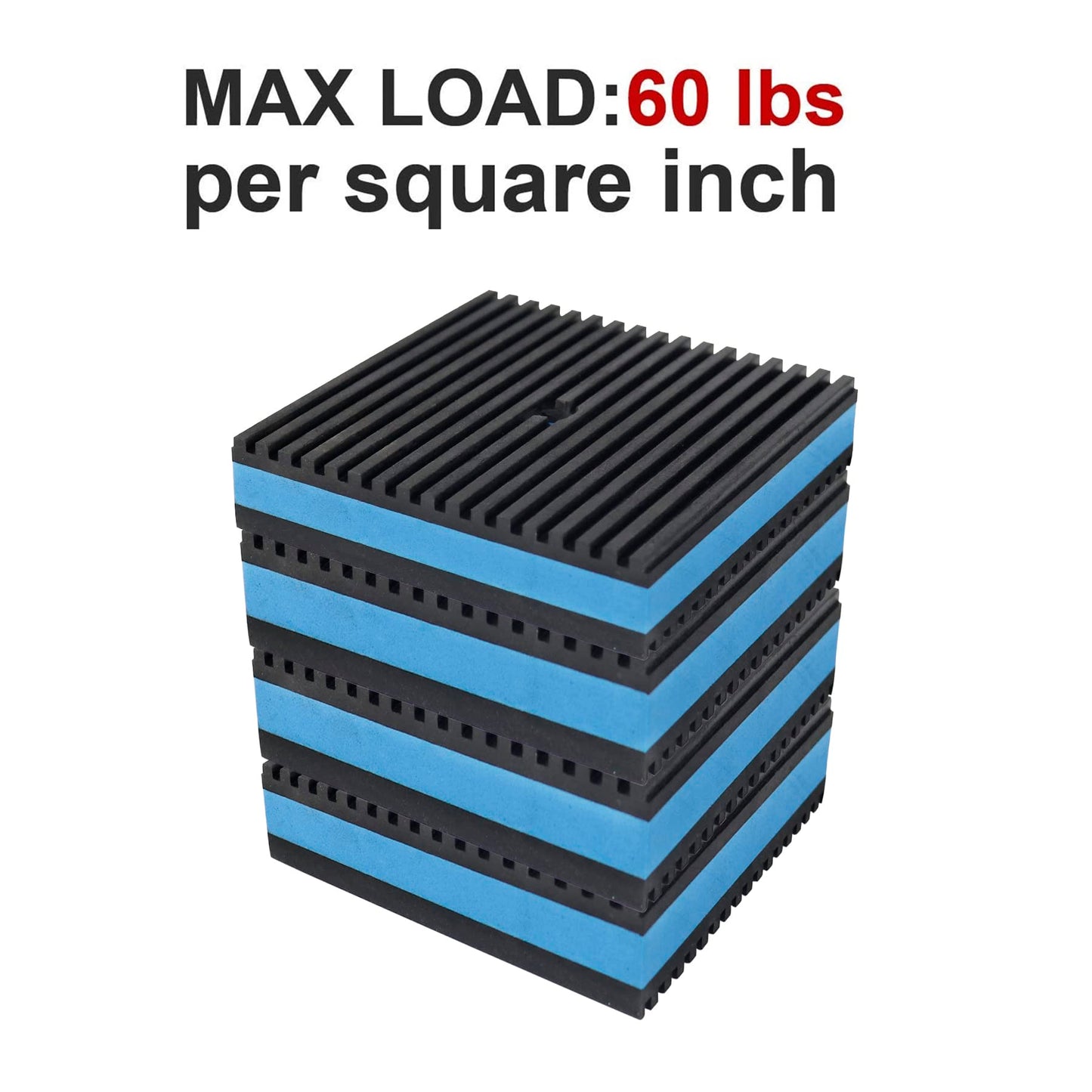 LBG Products Anti Vibration Pads,4" X 4" X 7/8" Heavy Duty Blue EVA Rubber Anti Vibration Isolation Pad for Air Compressor,Washer and Dryer,HVAC,Treadmills,Air Conditioner etc,Pack of 4