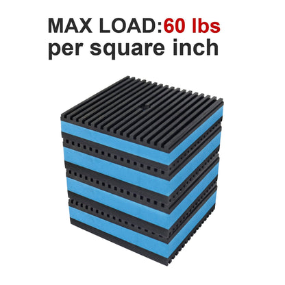 LBG Products Anti Vibration Pads,4" X 4" X 7/8" Heavy Duty Blue EVA Rubber Anti Vibration Isolation Pad for Air Compressor,Washer and Dryer,HVAC,Treadmills,Air Conditioner etc,Pack of 4