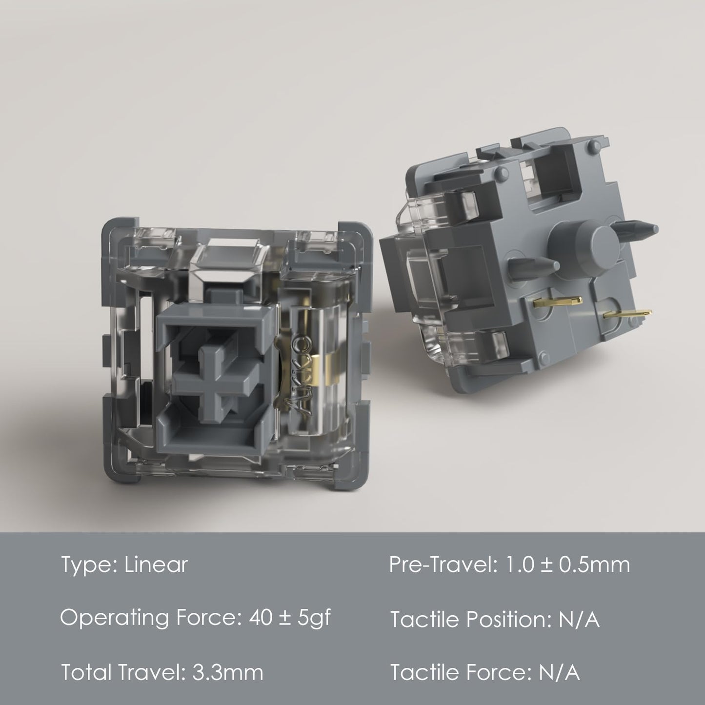 Akko V3 Silver Pro Keyboard Switch with Dustproof Stem for Mechanical Gaming Keyboard, 5-Pin Linear Switches (45pcs)