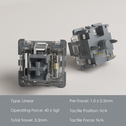 Akko V3 Silver Pro Keyboard Switch with Dustproof Stem for Mechanical Gaming Keyboard, 5-Pin Linear Switches (45pcs)