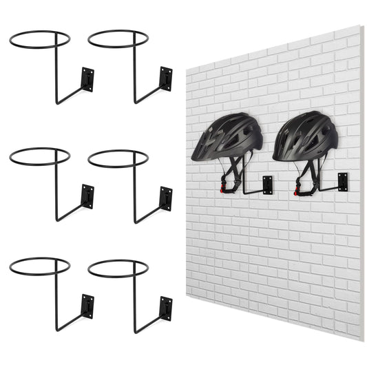 PSLER Helmet Holder - Motorcycle Helmet Holder Metal Helmet Holder Wall Mount for Most Motorcycle Bike Helmet, Jacket, Coats, Hats, Basketball, Rugby,6PCS