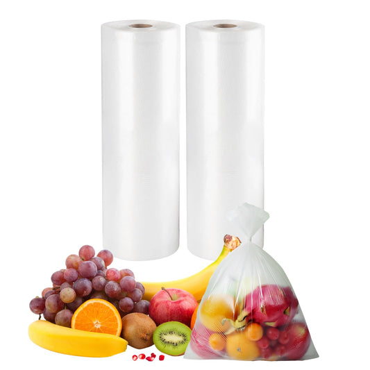 12" x 16" Clear Plastic Produce Bag on a Roll, Food Storage Bag for Vegetables, Bread, Fruits and Meat, Easy To Tear, Continuous - 350 Bags/Roll - [2 Rolls]