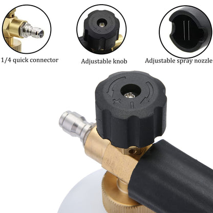 CGACOL Car Foam Cannon Pressure Washer Jet Wash Snow Foam Lance with 5 Pressure Washer Nozzle Tips Quick Release Adjustable Nozzle 1/4 Inch Car Foam Blaster for Pressure Washer 1 Liter