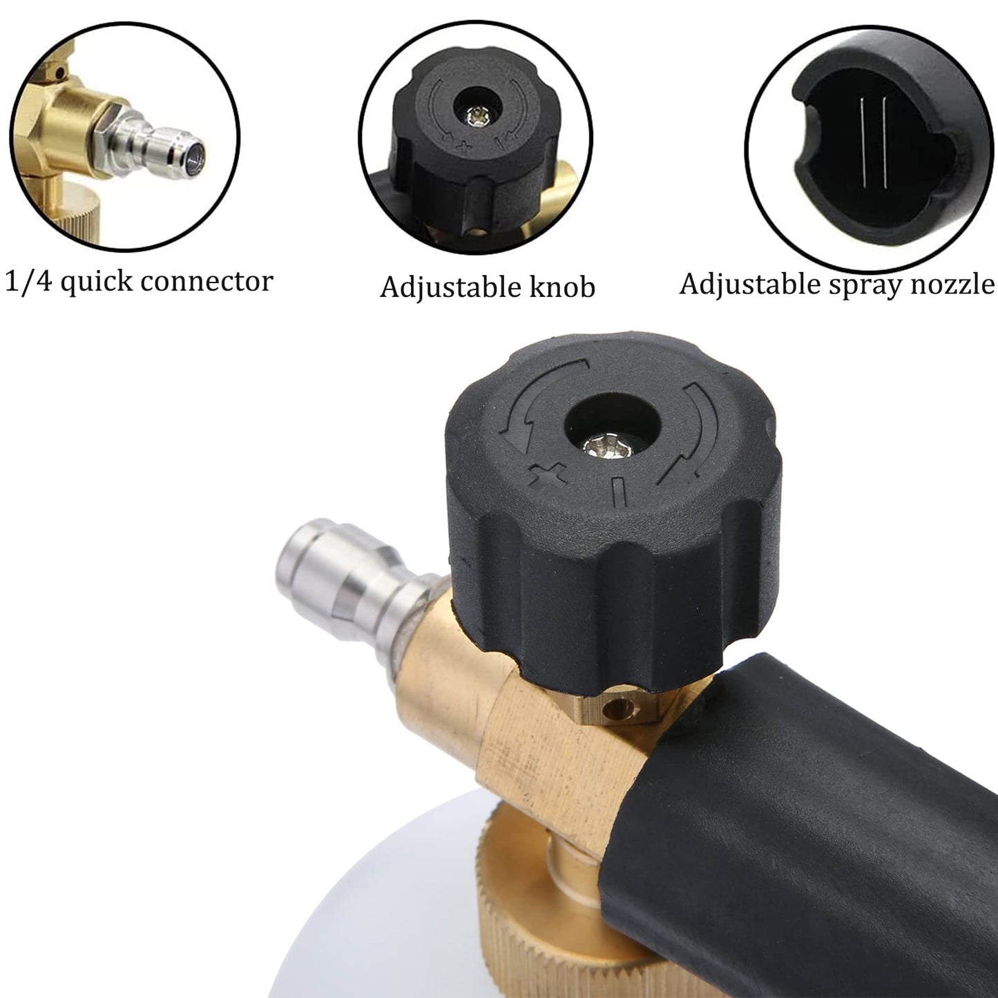 Car Foam Cannon Pressure Washer with 5 Nozzle Tips Snow Foam Lance Jet Wash 1/4 Inch Quick Connector Car Wash Blaster for Pressure Power Washer Machine 1 Liter Capacity