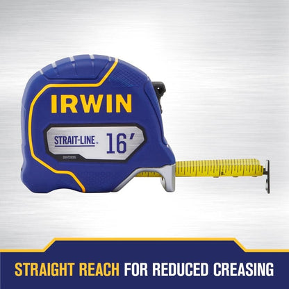 IRWIN Strait-LINE Tape Measure, 16 ft, Includes Retraction Control, for All Your Measuring Needs (IWHT39391S)