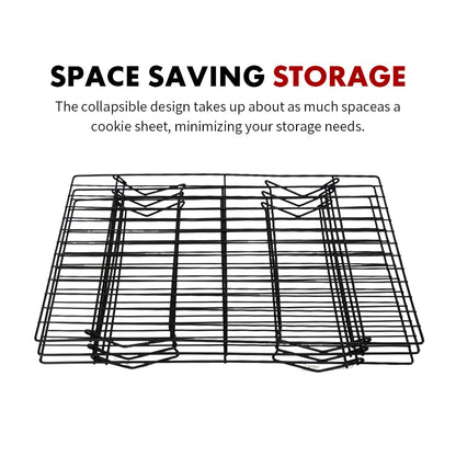 PowerKing 3 Tier Cooling Rack, Foldable Non-Stick Stainless Steel Wire Cake Rack for Pies, Cookies, Pastries, Home Baking, Birthday Party, Wedding Party 15.7'' x 10'' (Black 3 Tier)