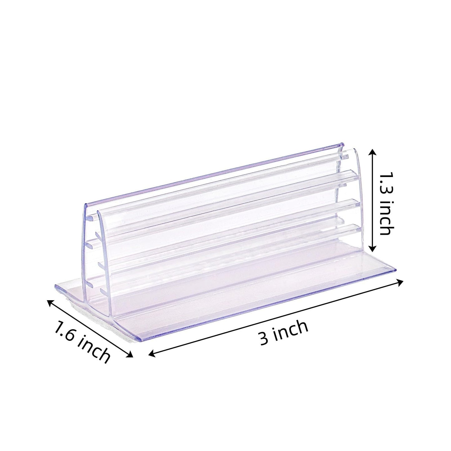 SOUJOY 50 Pack Self Adhesive Sneeze Guard Holder, 3'' x 1.6'' Acrylic Panels Holder Clip, Glass Sign Holder Stand, Desk Dividers Privacy for 0.1 to 5mm Thick