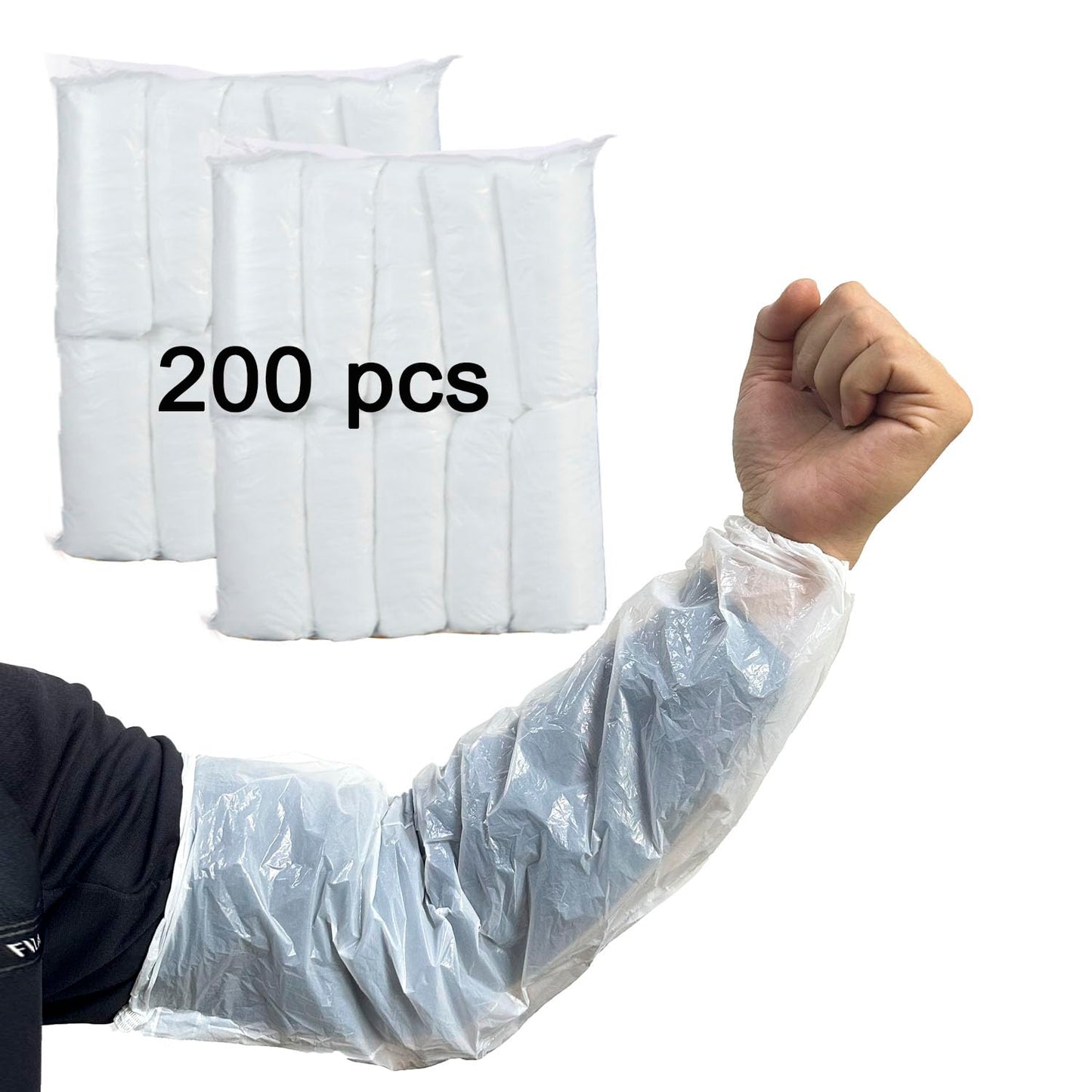 Disposable Oversleeves Covers, FIPASEN 200PCS Plastic Arm Sleeves Covers for Painting Repairing Cleaning Tattooing - White