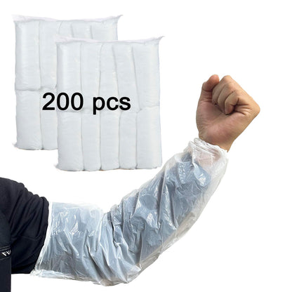 Disposable Oversleeves Covers, FIPASEN 200PCS Plastic Arm Sleeves Covers for Painting Repairing Cleaning Tattooing - White