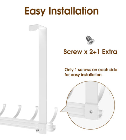 CHAUNCEY HOME Long Over The Door Hooks Hanger with 15.75" Arms for Easier Access by Shorter, Heavy Duty Door Hanger for Coat, F16C, Fits Standard 1 3/8'' Doors, Towel Racks for Bathroom, White