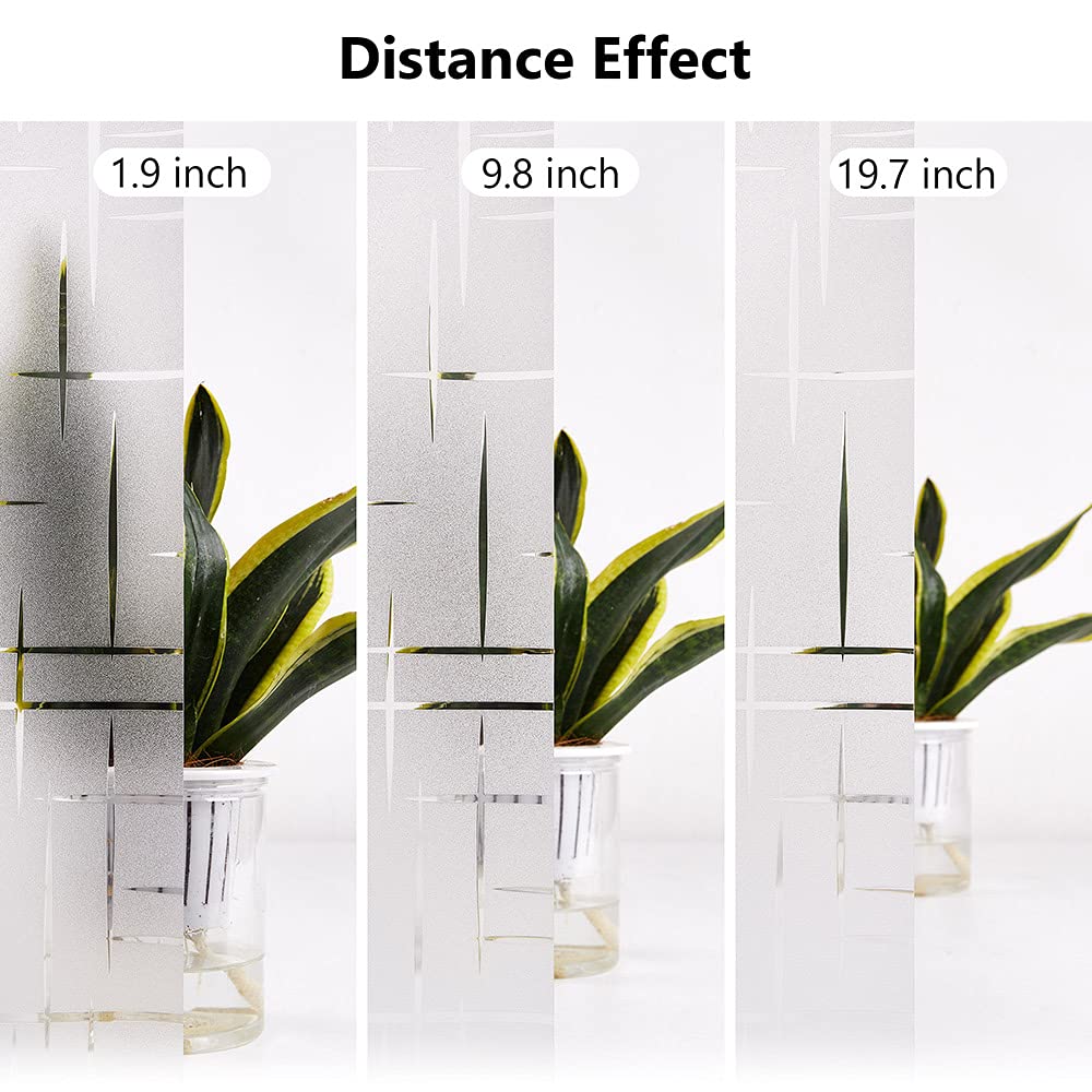 NINETREX Frosted Window Privacy Film,Window Cling Privacy Film, Decorative Glass Static Cling Non-Adhesive Vinyl Removable for Home Office Cross Pattern,60x200cm