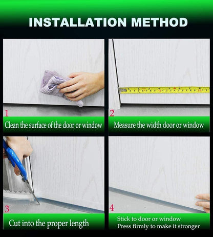 Weather Stripping Door Seal, Door Draft Stopper Silicone Seal Strip for House and Glass Shower Doors for Windows Gaps of Collision and Side, Window Insulation for Winter