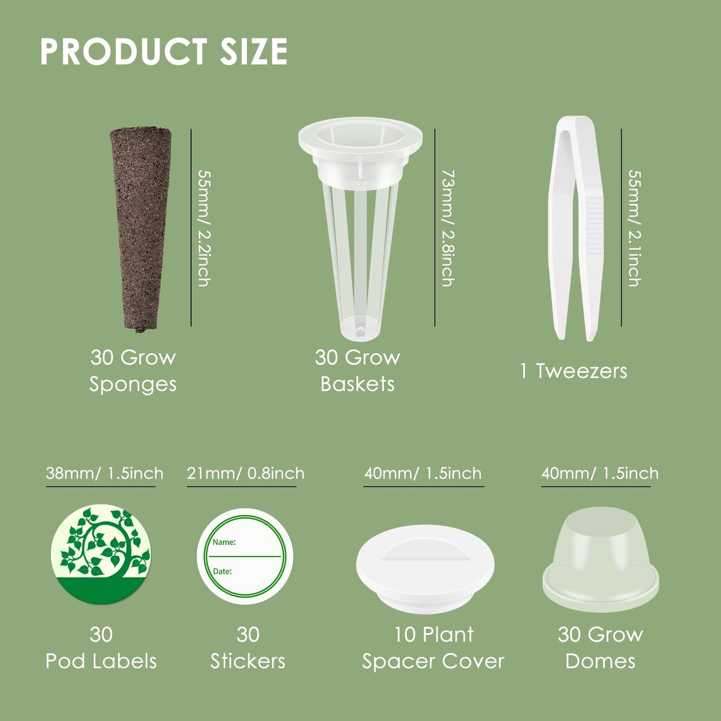 161 Pcs Seed Pod Kit for AeroGarden, Plant Seed Starter Sponges Kit for Hydroponic Indoor Garden System, Growing Seed Pods Kit Include 30 Grow Sponges, 30 Grow Baskets, 30 Grow Domes, 30 Pod Labels