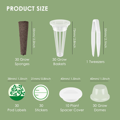 161 Pcs Seed Pod Kit for AeroGarden, Plant Seed Starter Sponges Kit for Hydroponic Indoor Garden System, Growing Seed Pods Kit Include 30 Grow Sponges, 30 Grow Baskets, 30 Grow Domes, 30 Pod Labels