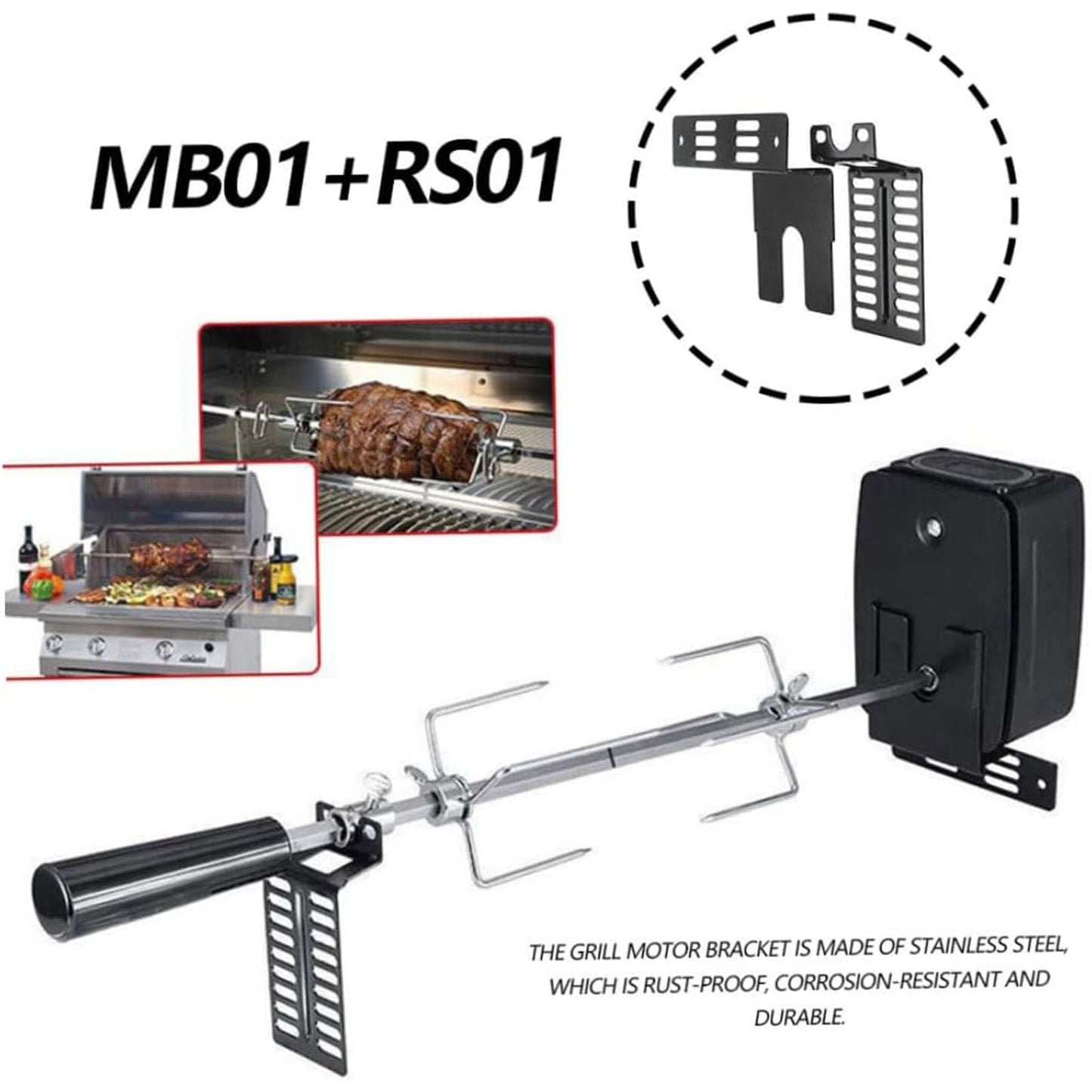Universal Barbecue Grill Stainless Steel Rotisserie Motor Bracket,Stainless Steel Rotisserie Motor Bracket Gas Grill Universal Rotisserie Motor Bracket for Kitchen