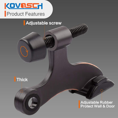 KOVOSCH 16 Pack Hinge Pin Door Stopper Oil Rubbed Bronze - Adjustable Heavy Duty Hinge Pin Door Stop with Black Rubber Bumper Tips