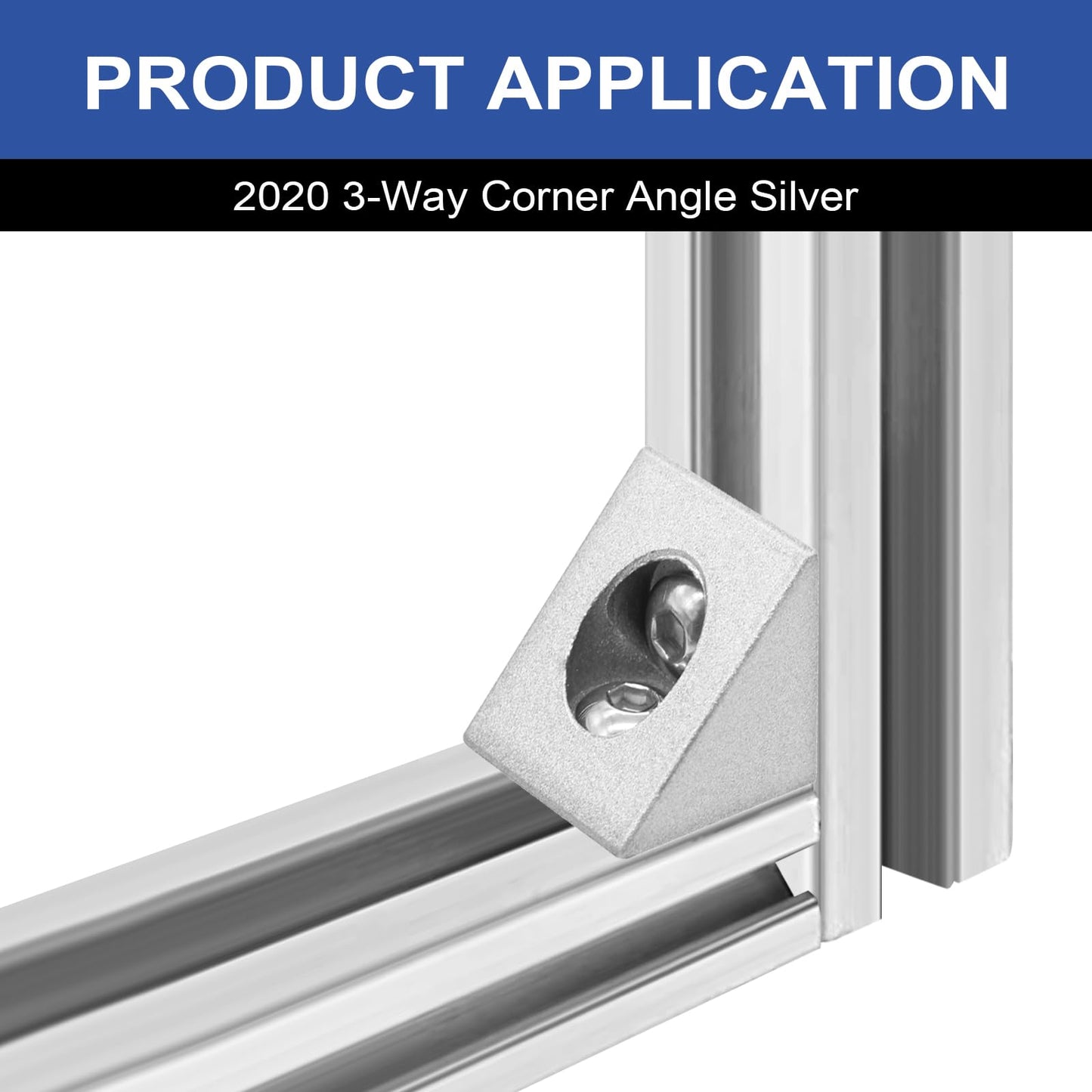 Seekliny 8pcs 2020 2-Way Corner Angle Bracket Connector 2020 Extrusion Hardware T-Slot V-Slot Accessories with Screws and Nuts for 2020 Aluminum Extrusion Connector 3D Printer Accessories Silver