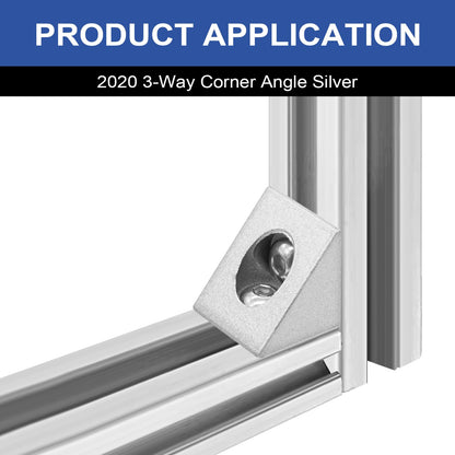 Seekliny 8pcs 2020 2-Way Corner Angle Bracket Connector 2020 Extrusion Hardware T-Slot V-Slot Accessories with Screws and Nuts for 2020 Aluminum Extrusion Connector 3D Printer Accessories Silver