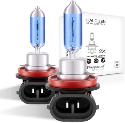 Sinoparcel H11 Halogen Low Beam Headlight or Fog Light Bulb 5000K, Brighter Replacement for Standard 55W Bulb, Pack of 2