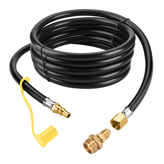 WADEO 12 FT Propane Quick Connect Hose for RV to Gas Grill, 1/4" Quick Connect Hose Converter Replacement for 1 LB Throwaway Bottle Connects 1 LB Portable Appliance to RV 1/4" Female Quick Disconnect