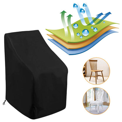 Uranshin Outdoor Patio Furniture Covers, Stackable Waterproof Chair Covers, 210D Oxford, Black, 25"L x 25"W x 47”H
