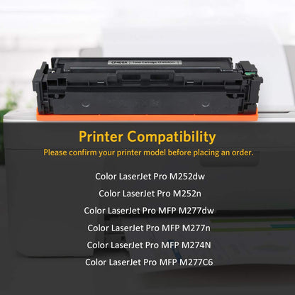 V4INK 1 Pack Compatible CF400X CF400A 201X 201A Black Toner Cartridge Replacement for use with Color LaserJet Pro M252dw M252n MFP M277dw M277n Printer