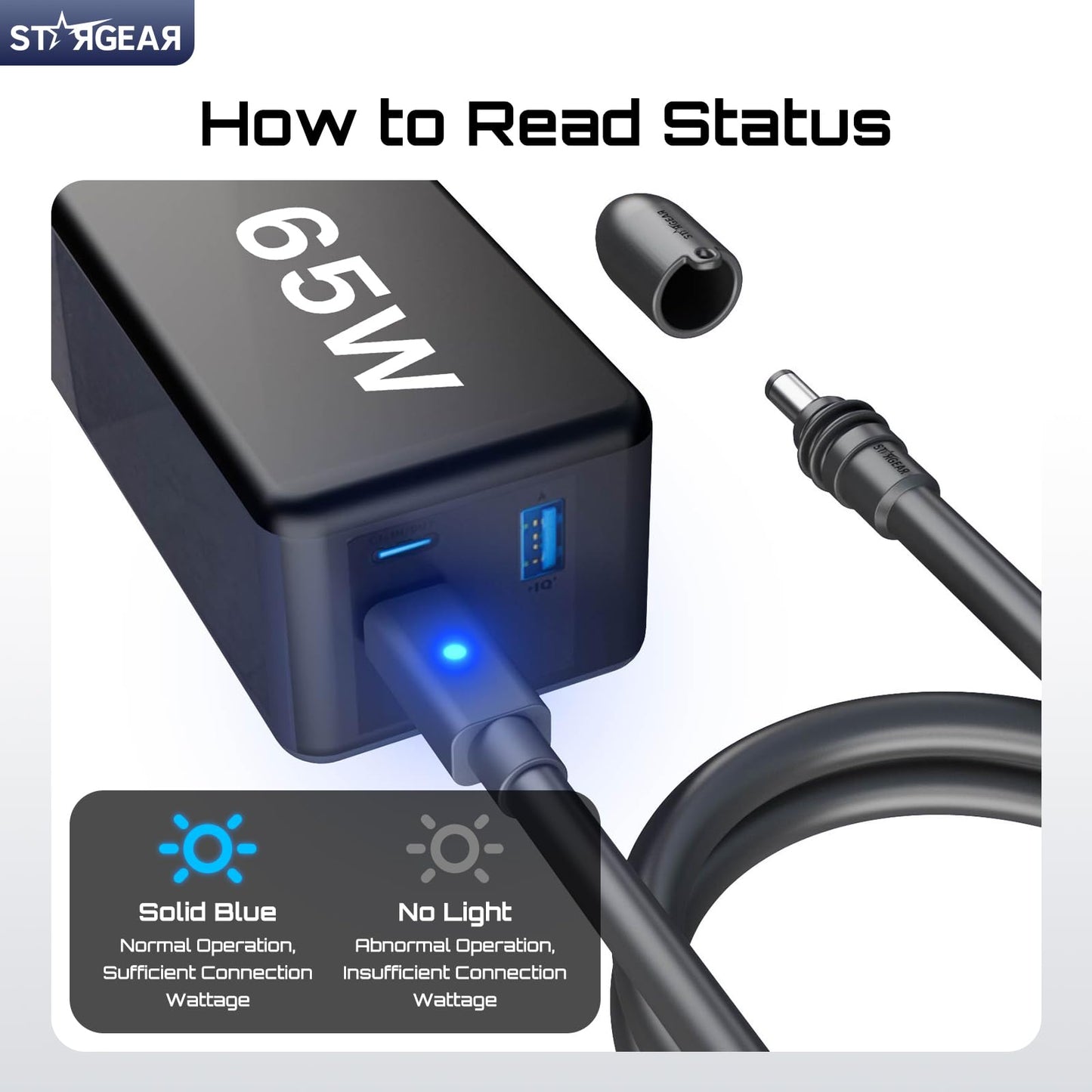 STARGEAR Starlink Mini Cable 6.5FT, 16AWG Starlink Cable with Indicator Light 140W USB C to DC, Accessories for Starlink Work with 60W+ PD Source, Compatible with 28V PPS 20V PD Protocols