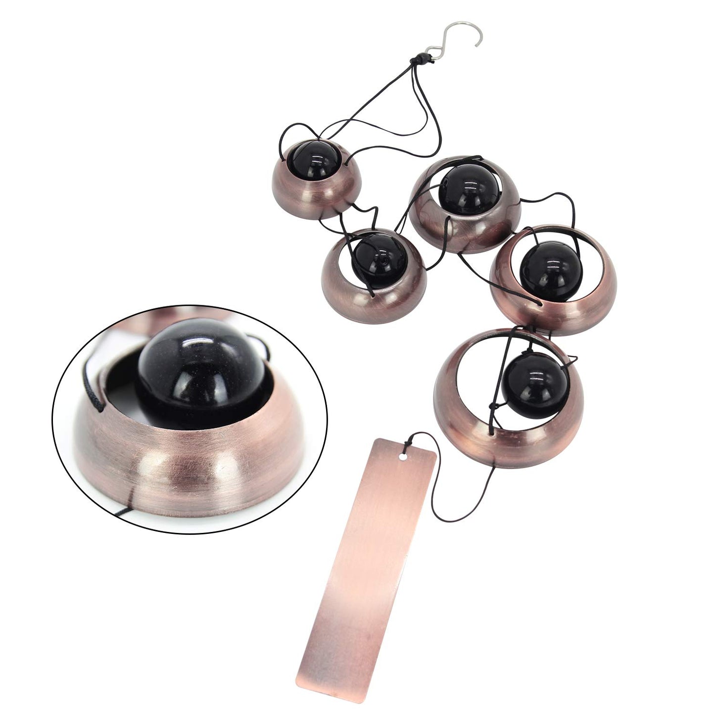 Bell Wind Chimes, Temple Wind Bell, Red Copper Wind Chimes with 5 Bells, Feng Shui Wind Chime for Home Yard Outdoor Decoration, A Great Memorial Wind Chime for Someone Who Loves Peace Red Copper
