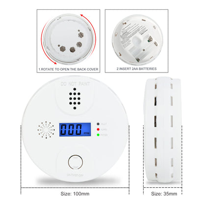 Carbon Monoxide Alarm, Digital Display CO Detector Security CO Monoxide for Home Kitchen Bedroom Safety Battery Powered (Battery not Included),Comply with CSA 6.19 (1 Pack)